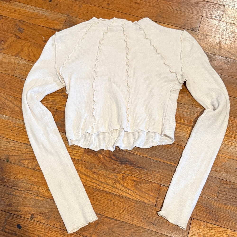 Cream Long Sleeve Ruffled Top - Picture 2 of 2